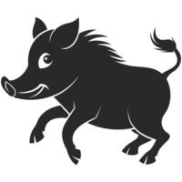 Cartoon Boar Running Simple Illustration Black And White Design Element vector