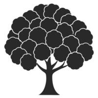 Monochromatic Tree Icon With Dense Foliage And Minimalist Design vector