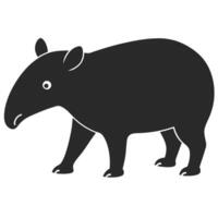 Minimalist Tapir Illustration Single Color Animal Silhouette Side View Isolated vector