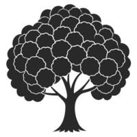 Monochrome Graphic Tree Illustration With Full Rounded Foliage In Black And White vector