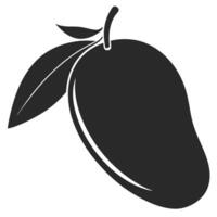 Minimalist Silhouette Of A Mango With Leaves On A White Background vector