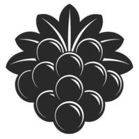 Graphic Of Raspberry With Leaves In Black And White Monochrome Style vector