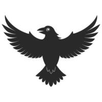 Black Crow With Open Wings Illustration On White Background vector