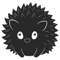 Monochrome Graphic Of A Cute Cartoon Hedgehog Character Isolated On White vector