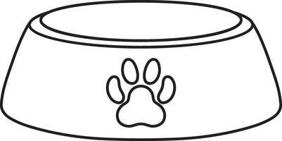 illustration of an empty pet food bowl, paw pattern, simple linear icons, doodle and sketch style, hand-drawn, isolated on a white background vector