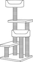 illustration, multi-storey scratching post with beds for domestic cats, simple linear icons, doodle and sketch style, hand-drawn, isolated on a white background vector