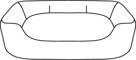 illustration, pet bed, sofa for cat or dog, simple linear icons, doodle style and hand-drawn sketch, isolated on a white background vector