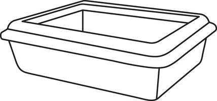 illustration, empty tray for a domestic cat, simple linear icons, doodle and sketch style, hand-drawn, isolated on a white background vector