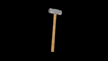 Sledgehammer Rotating on a Transparent Background. Seamless Loop. 4K video