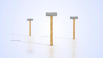 Sledgehammers on a Light Reflective Floor. Sledge Hammers 3D Animation. 4K video