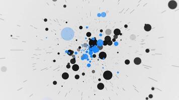 Particle background with blue and black sphere particles and stars flowing towards the camera. Full HD and looping particles animation. video