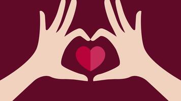 A flat design animation featuring hands coming together to form a heart shape, symbolizing love, care, and connection, creating a vibrant visual ideal for conveying affection and unity. video