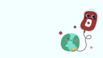 Flat design animation for Blood Donation Day, showcasing vibrant visuals and meaningful symbols to highlight the importance of donating blood and inspire people to participate and help save lives. video