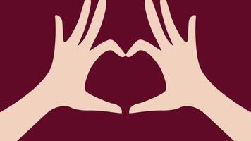 A flat design animation featuring hands forming a heart shape, symbolizing love, care, and connection. A vibrant visual ideal for conveying affection and unity. video