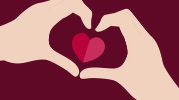 A flat design animation showcasing hands coming together to form a heart, symbolizing love, care, and connection, ideal for conveying feelings of unity, affection, and harmony. video