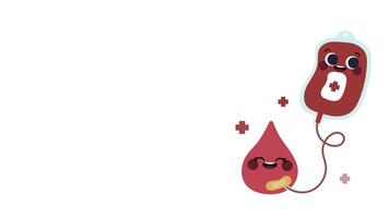 plano diseño animación destacando sangre donación día, con vibrante visuales y símbolos a aumento conciencia acerca de sangre donaciones importancia y animar personas a obtener involucrado y ayuda otros. video