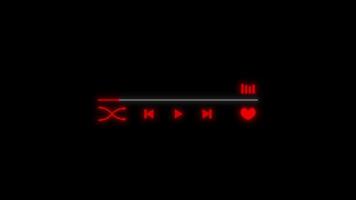 Neon music player interface with red glowing control buttons video