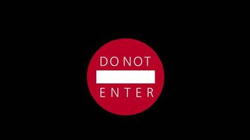 Do not enter red circle sign with white bar on black background video