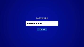 Password input field on blue background with login button video