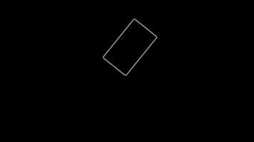 Rotating rectangle outline animation on black background video