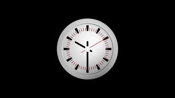 Analog clock animation with ticking hands on black background video