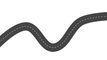 Curved asphalt road with dashed line on white background video