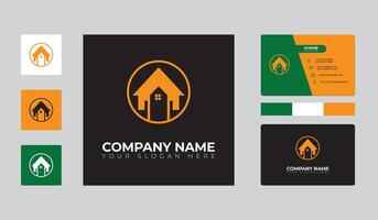 Business card template with house logo and business card template vector