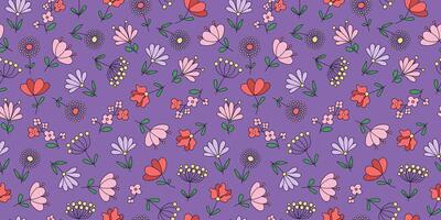 Abstract colored flowers, floral pattern. Simple plant patterns. Seamless background. vector