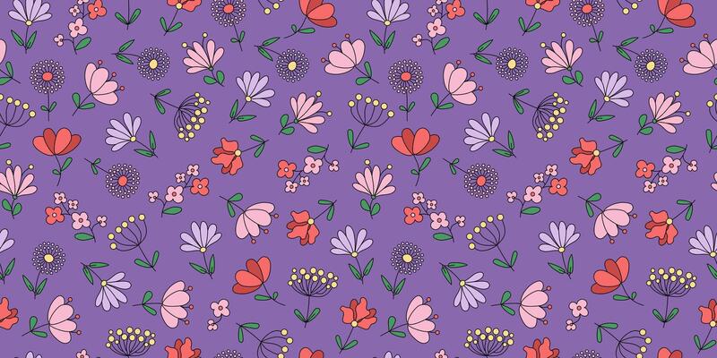 Abstract colored flowers, floral pattern. Simple plant patterns. Seamless background.