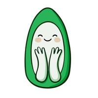 Cheerful Avocado In Green Shell vector