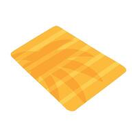 Flat cartoon style yellow summer mat with palm leaf pattern for beach and picnic design. vector