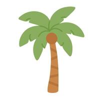 Simple cartoon palm tree with green leaves and brown trunk, ideal for summer and vacation themes. vector