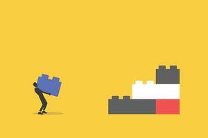 Businessman Building stairs from block. Symbol of ambition, motivation, growth and success vector