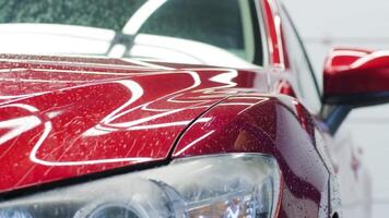 Macro shot of glossy vehicle surface after polish and detailing. video