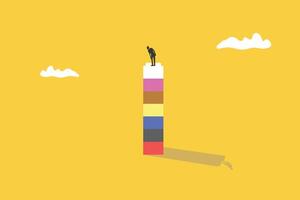 Businessman standing on block. Symbol of ambition, motivation, growth and success vector