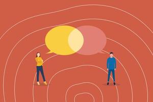 Businessmen connecting with bubble chat. Concept of success, brainstorming, ideas, connection, teamwork, communication and deal vector