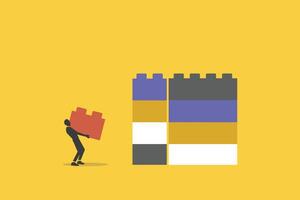 Businessman Building block. Symbol of ambition, motivation, growth and success vector