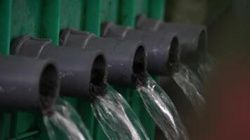 water flows from the fish pond filter pipe video