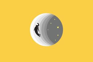 astronaut out from hole. concept of Space exploration, travel, new technology and innovation. vector