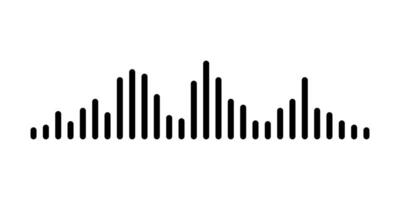 Audio wave with sound symbols for song or podcast. EQ bar design on isolated background. Concept for voice message playback, audio recording interface or music application layout and player UI vector