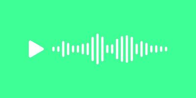 Audio wave design with play button icon on a green background. Represents voice messaging in a modern messenger. Useful for mobile communication apps or website messaging features and layout vector