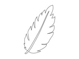 Outline of Single Feather on isolated White Background. Concept of Nature Art, Minimalist Design, Elegant Plumage, Graphic Element for Decor, Icon, Wildlife Illustration, Bird Feather vector