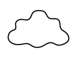 Black cloud Outline isolated on white background. Concept of abstract shapes, minimalist design, sky, weather symbols, icon, print, and design element for creative and decorative projects. Contour vector
