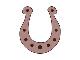 Brown Horseshoe with Black Dots Isolated on White Background. Concept of Luck, Good Fortune, Rustic Charm, Western Symbolism. Decorative Element for Design, Lucky Charm, Rustic Decor, Horse Theme vector