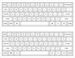 Two different keyboard layouts for a computer vector