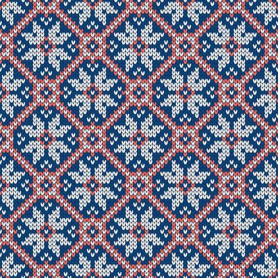 Christmas and New Year traditional knitted seamless pattern with snowflakes. Norwegian style sweater. Wool texture, illustration. Holiday background.