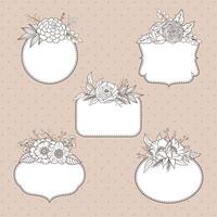Set of floral frames. Frame templates with hand drawn floral elements for your spring, summer design. Bohemian collection. vector