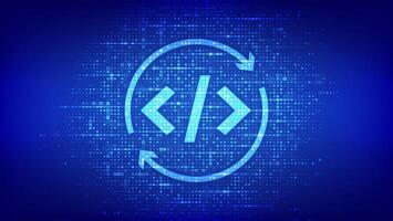 Devops icon made with binary code. Agile development and optimisation. Software engineering. Software development practices methodology. Digital code background with digits. vector