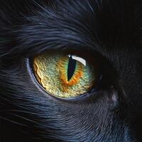 Close-up View of a Cat's Eye Showcasing Intricate Details With Vibrant Colors and Patterns photo
