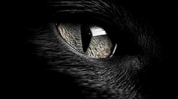 Close-up Shot of a Cat's Eye Revealing Intricate Details and Captivating Texture in Soft Lighting photo